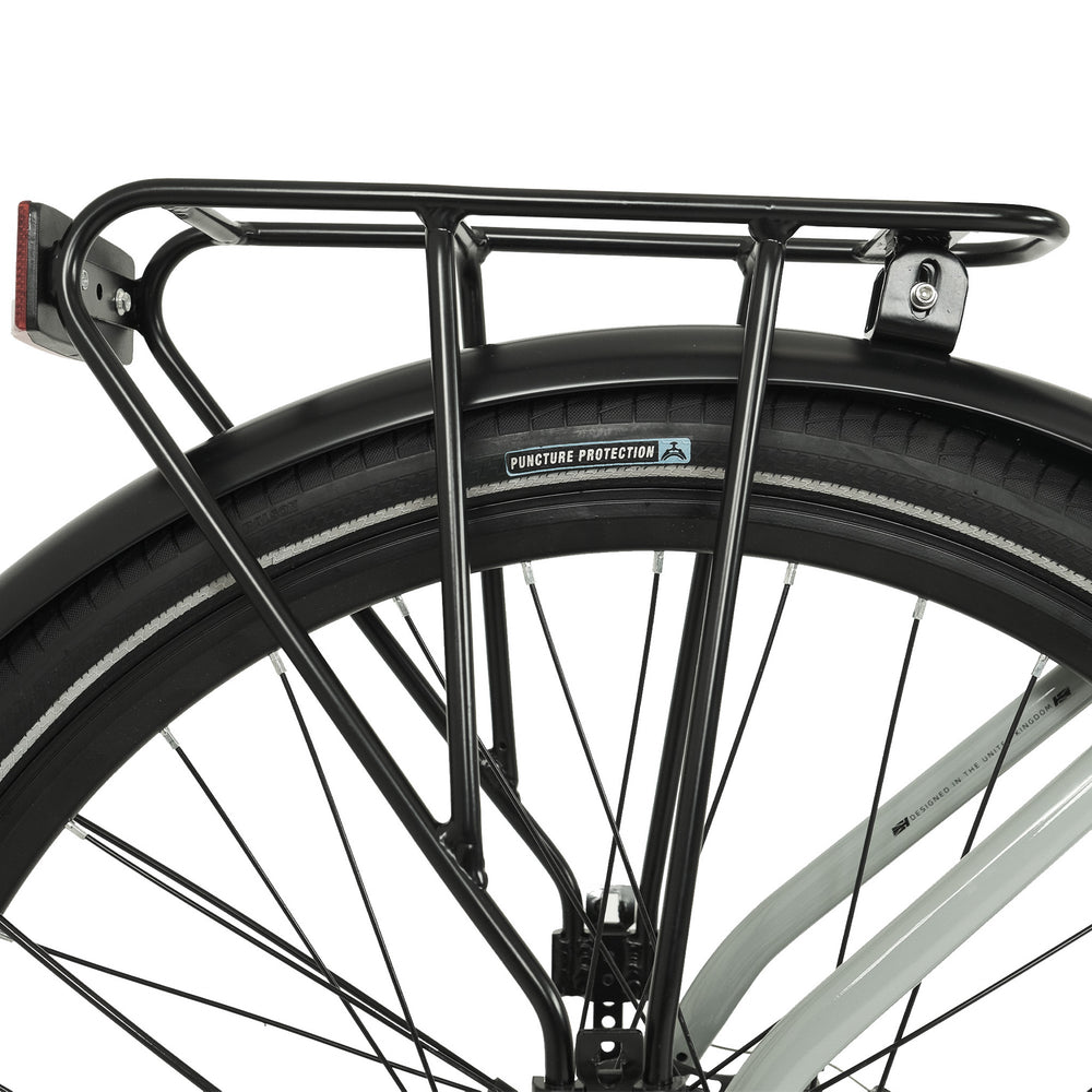 Falcon Liberty Cross Bar Electric Hybrid Bike - rear rack, mudguard and puncture-protection tyre — view 9