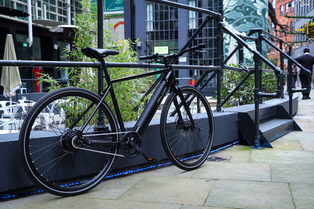 Falcon Zone Electric Hybrid Bike - in a city centre courtyard — view 26