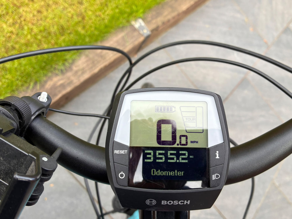 Bosch Intuvia display on the Trek Verve+ 2 showing 355.2 miles on the odometer — view 6
