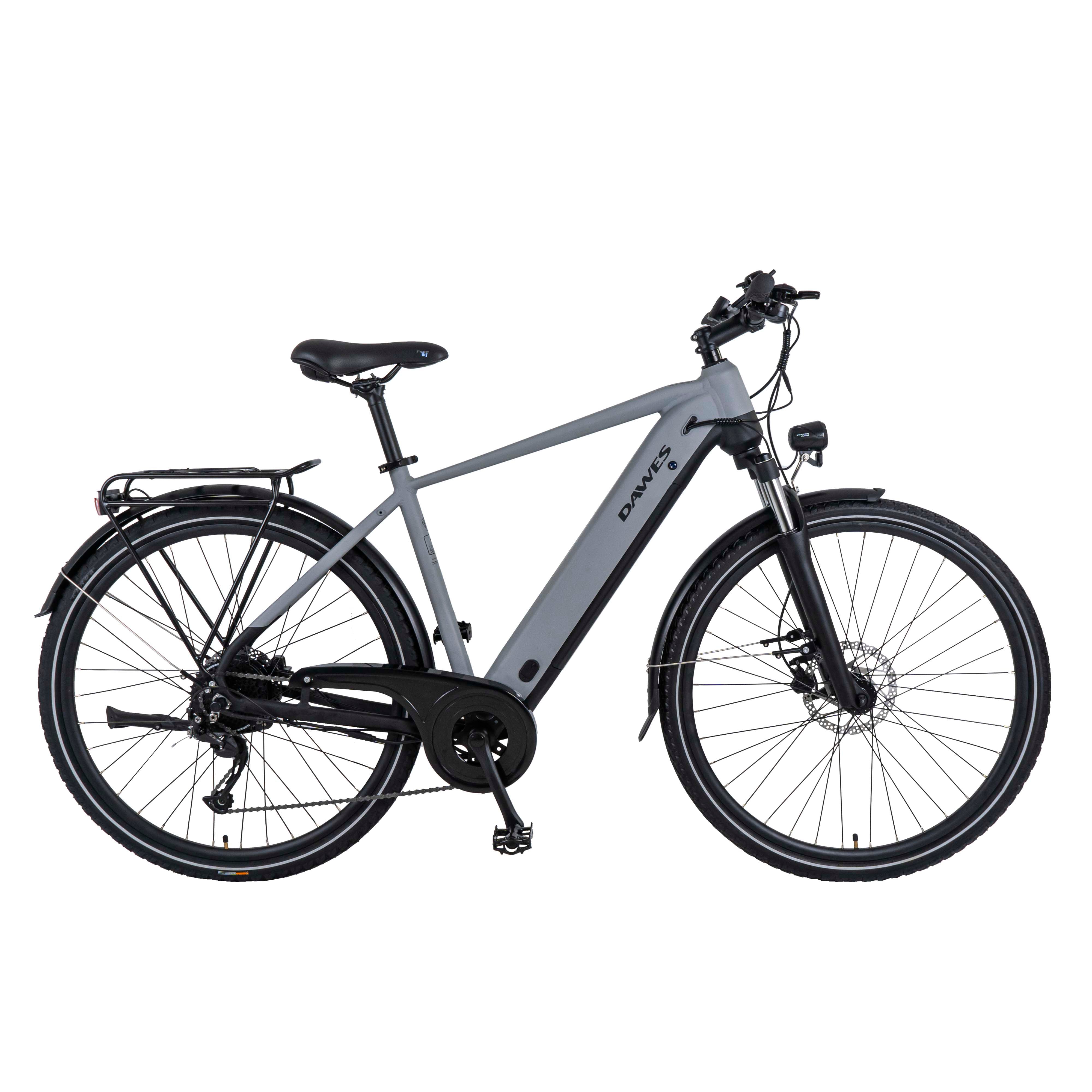 Dawes Spire Crossbar 2.0 Electric Hybrid Bike, Medium Light Grey/Black