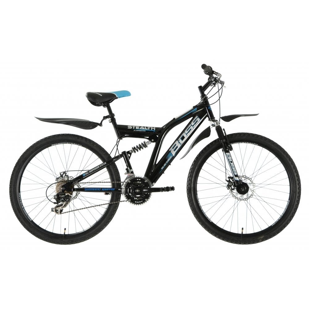 Boss Mountain Bikes Boss Stealth 26 Mountain Bike, Black/Blue