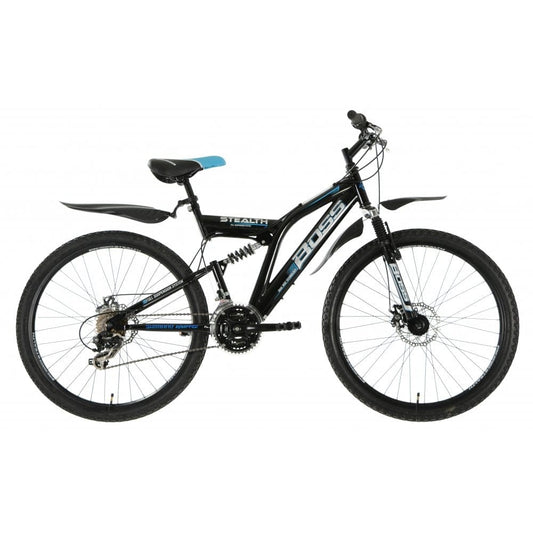 Boss Mountain Bikes Boss Stealth 26 Mountain Bike, Black/Blue