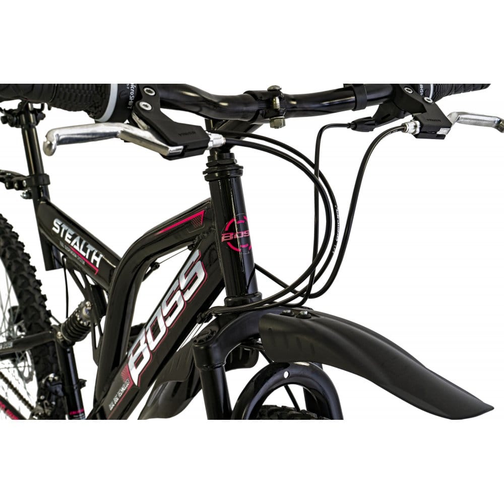 Boss Mountain Bikes Boss Stealth 26 Mountain Bike, Black/Pink