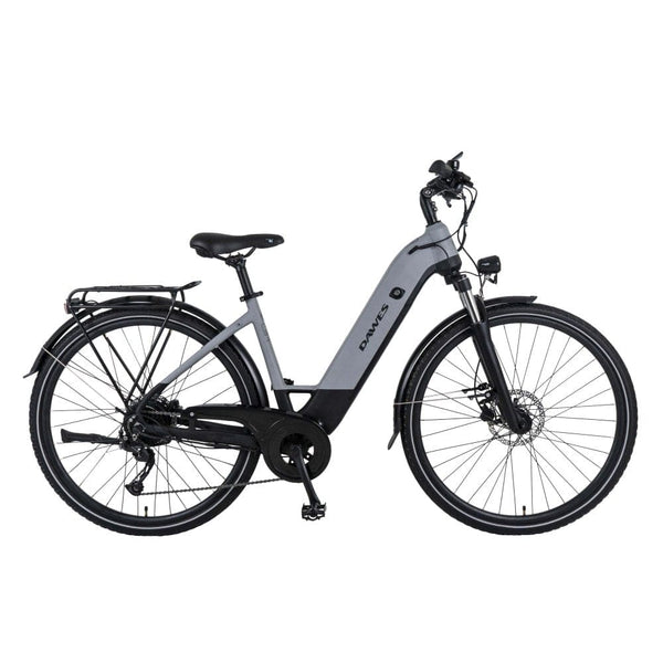 Dawes Electric Hybrid Bikes Dawes Spire 2.0 Cues Low Step Electric Hybrid Bike, Small Light Grey/Black