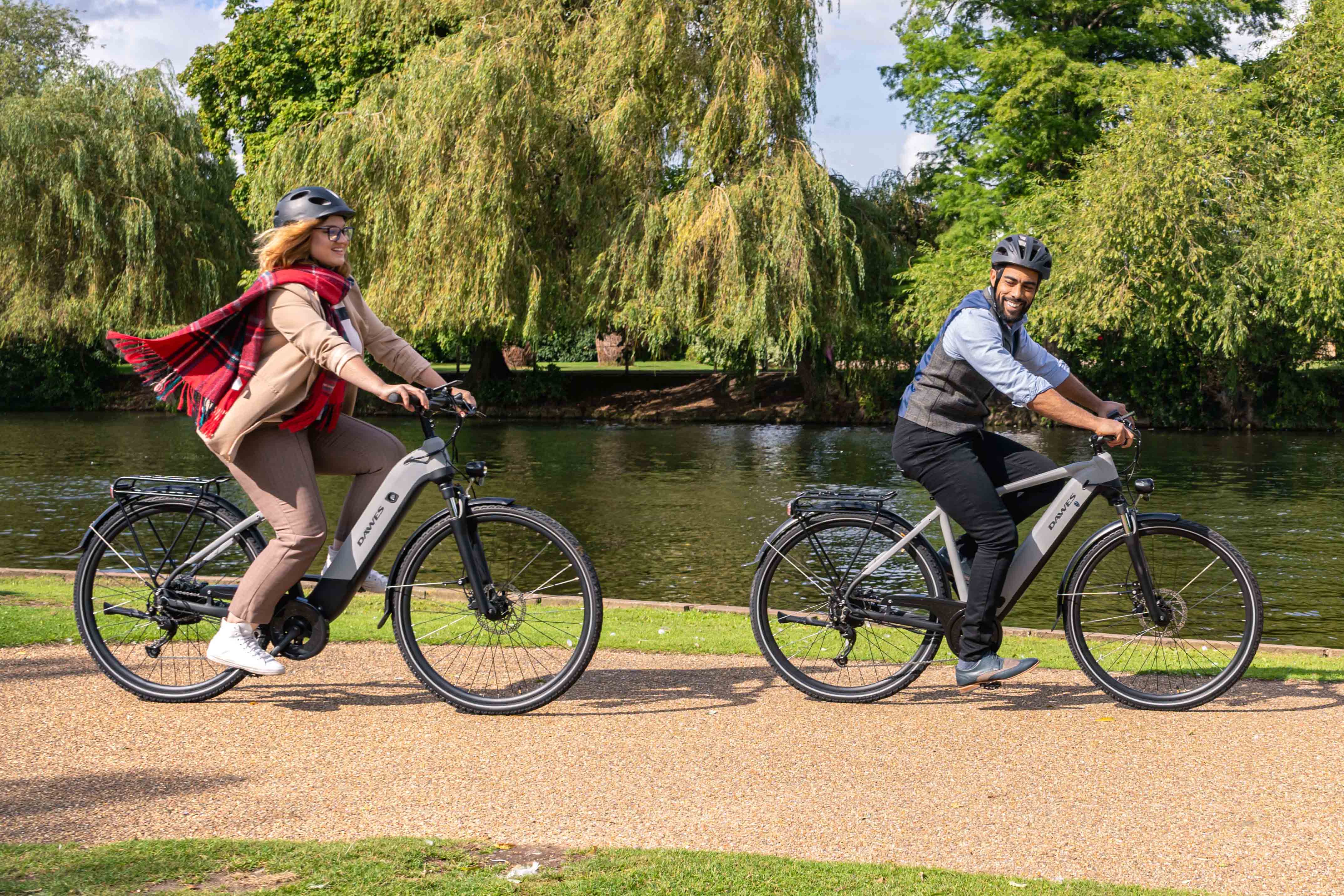 Dawes Electric Hybrid Bikes Dawes Spire 2.0 Cues Low Step Electric Hybrid Bike, Small Light Grey/Black