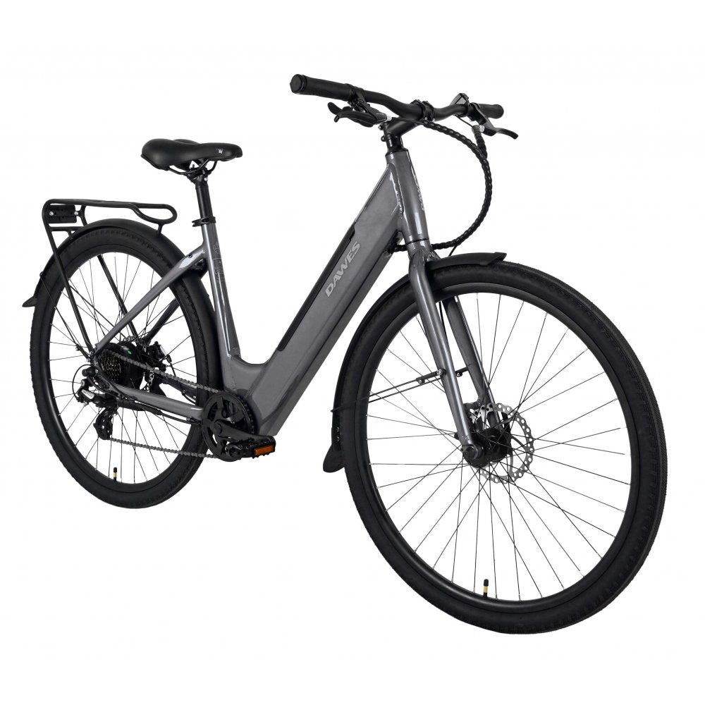 Dawes scenic low step electric hybrid bike dark metallic grey perfect for everyone