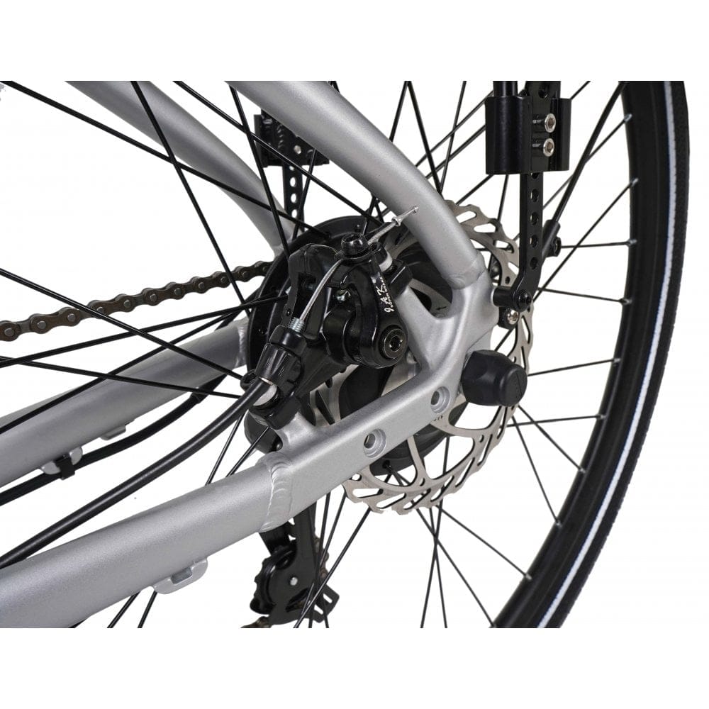 Falcon Horizon Cross Bar Electric Hybrid Bike, Silver, view 4 — view 4