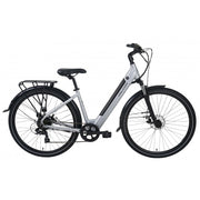 Falcon Horizon Low Step Electric Hybrid Bike, Silver — view 1