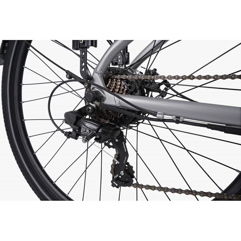Falcon Horizon Low Step Electric Hybrid Bike, Silver, view 7 — view 7