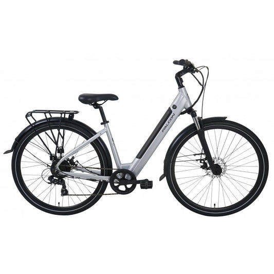 Falcon Horizon Low Step Electric Hybrid Bike, Silver