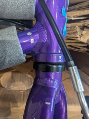 Squish 16" Purple - close-up of chips on the down tube, head tube and fork crown — view 4